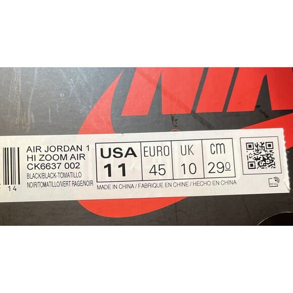 Nike Air Jordan 1 High Zoom Black Tomatillo CK6637 Shoes Mens 11 Fast Shipping - Picture 10 of 11